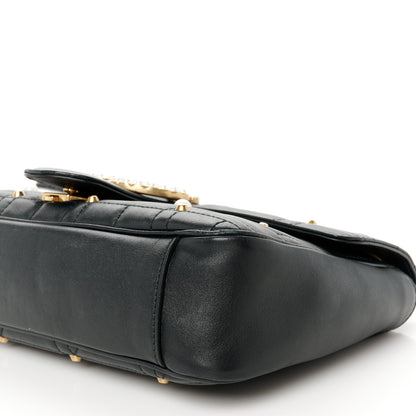 Gucci Calfskin Matelasse Studded Medium Pearly GG Marmont Shoulder Bag Black 11 of 11
