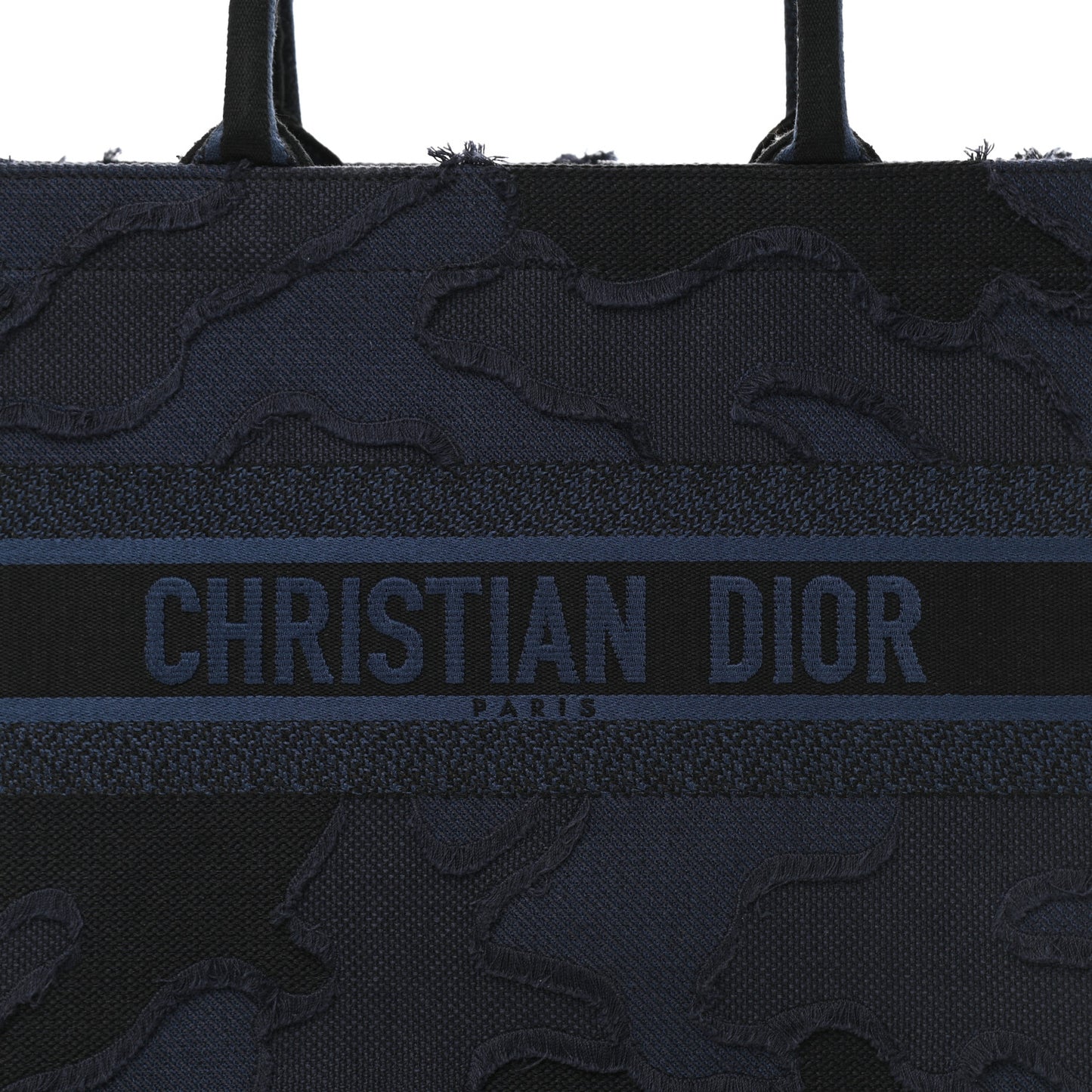 Canvas Embroidered Camouflage Book Tote Blue