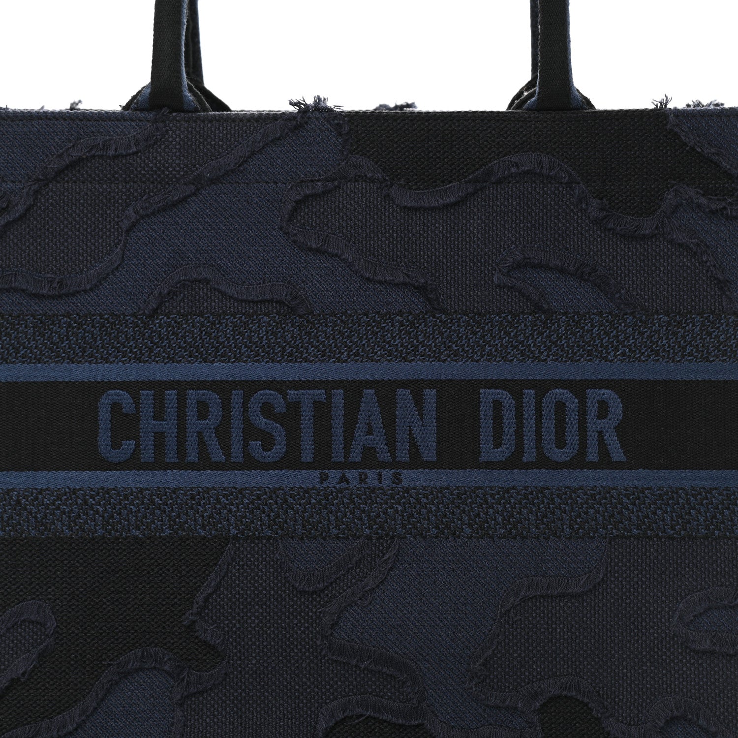 Christian Dior Canvas Embroidered Camouflage Book Tote Blue 8 of 10