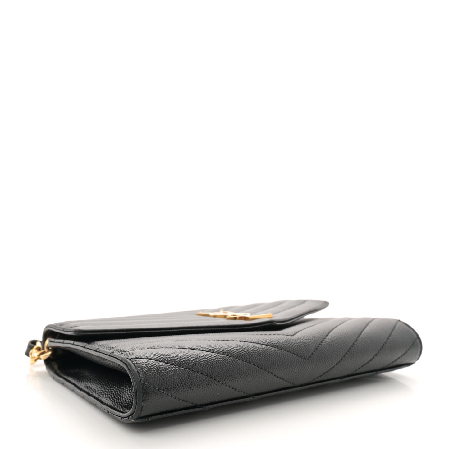 Grain De Poudre Matelasse Chevron Monogram Cassandre Flap Pouch Black