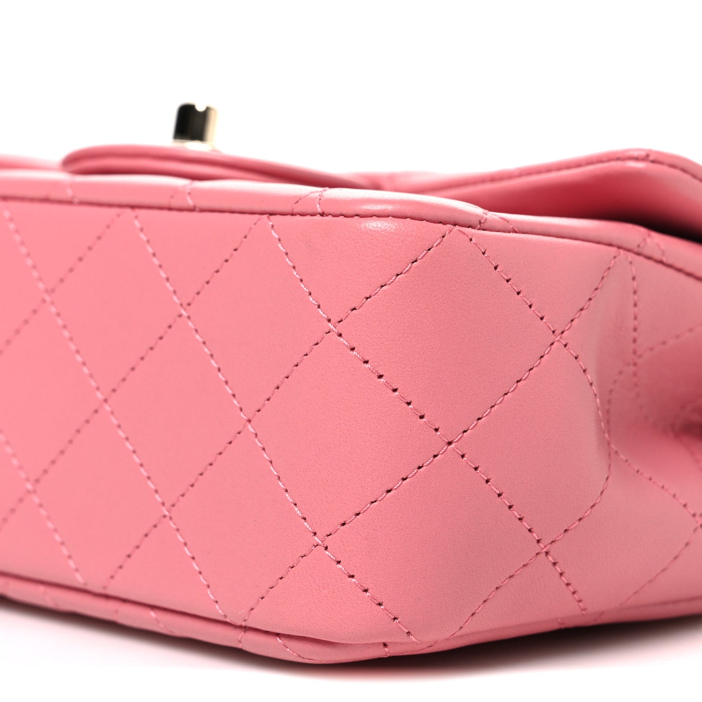 Lambskin Quilted Mini Top Handle Rectangular Flap Pink