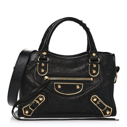 Balenciaga Chevre Gold Metallic Edge Hardware Mini City Black 4 of 13