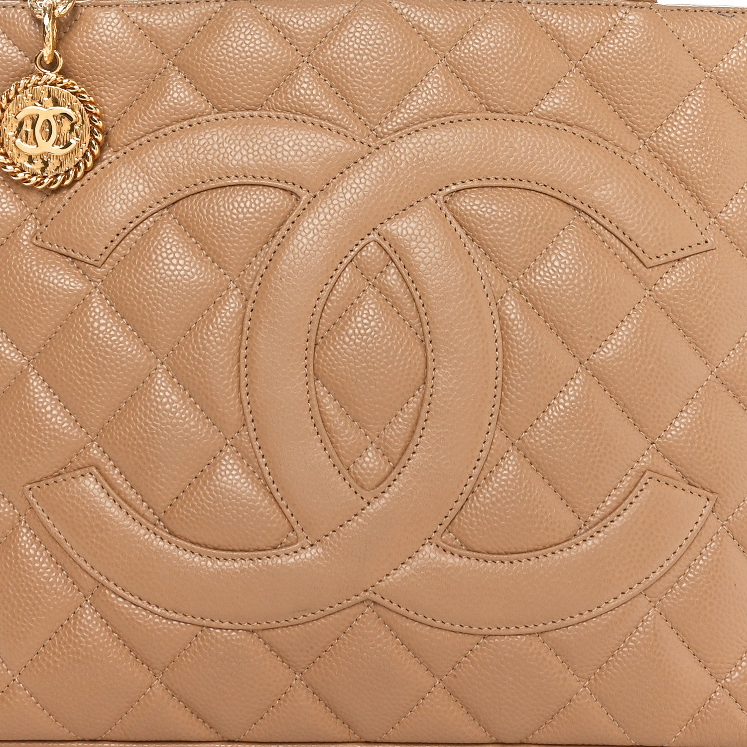 Chanel Caviar Quilted Medallion Tote Beige 8 of 12