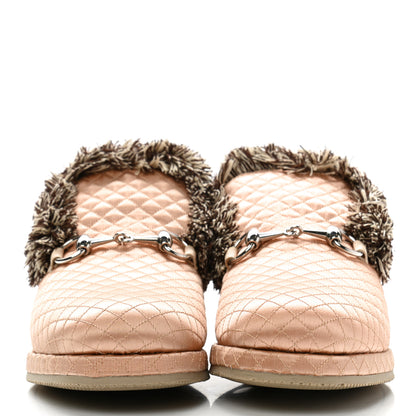 Gucci Satin Quilted Womens Fria Horsebit Loafers 37 Apricot Beige 2 of 9