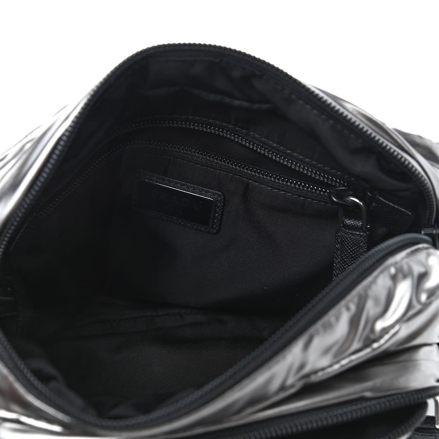 Prada Metallic Nylon Crossbody Bag Ferro 4 of 4