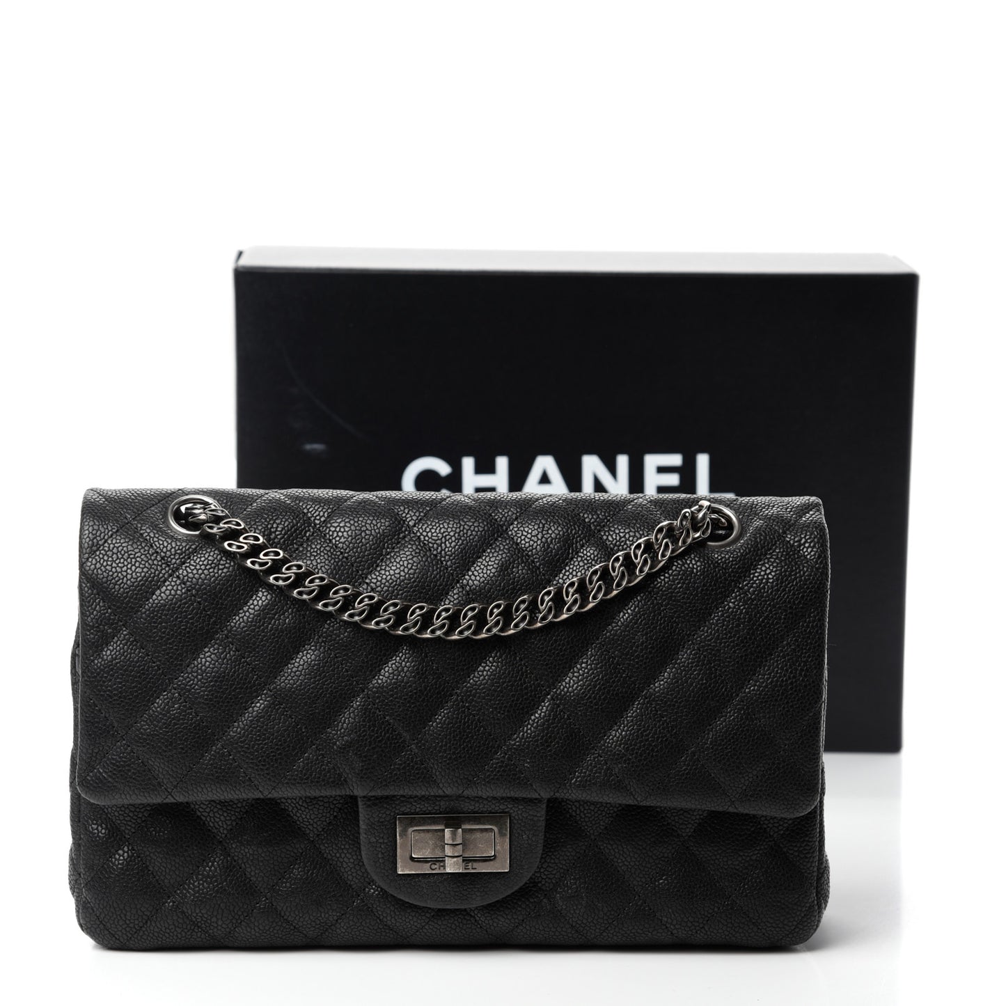 Washed Caviar Quilted 2.55 Reissue 225 Bijoux Chain Flap Black