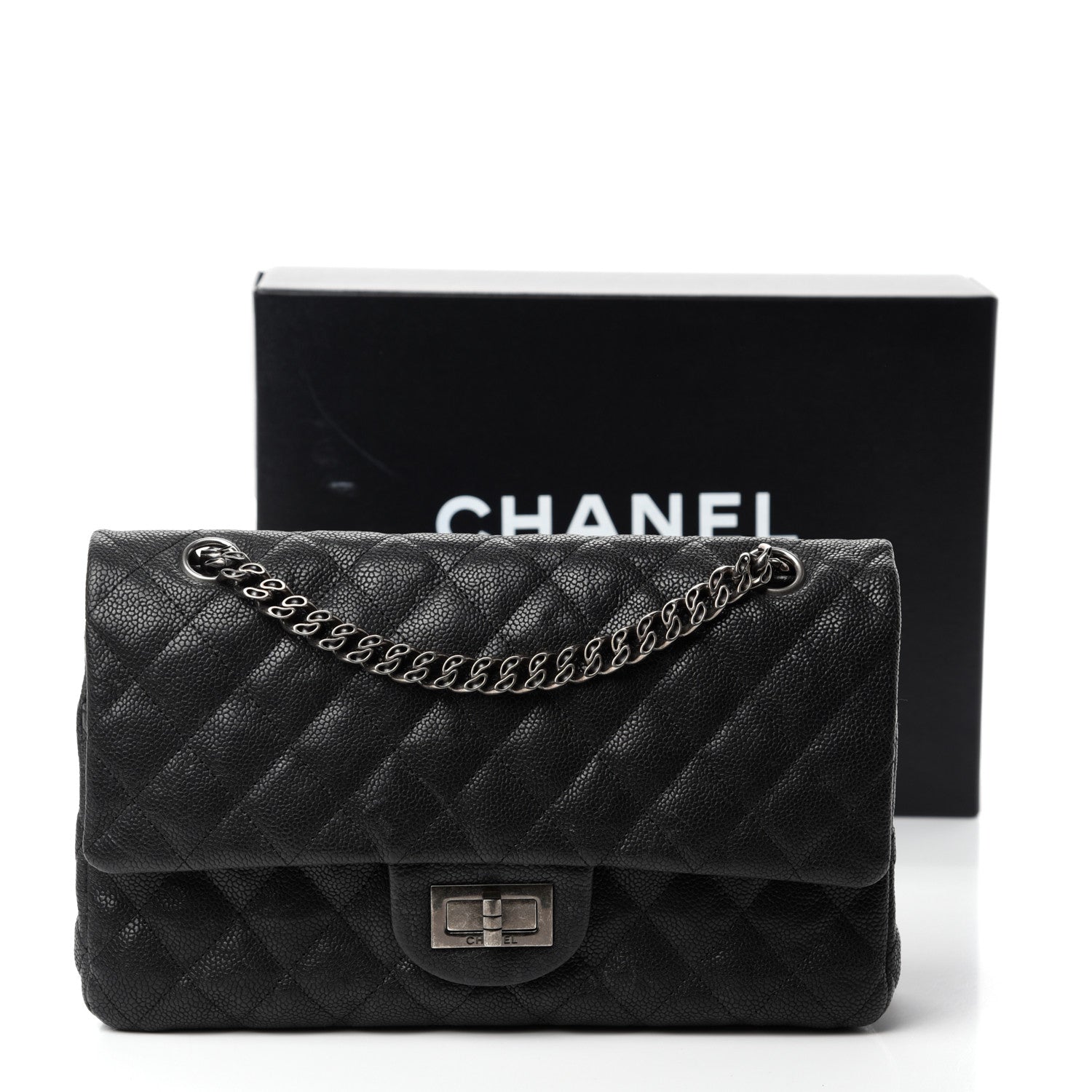 Chanel Washed Caviar Quilted 2.55 Reissue 225 Bijoux Chain Flap Black 13 of 13