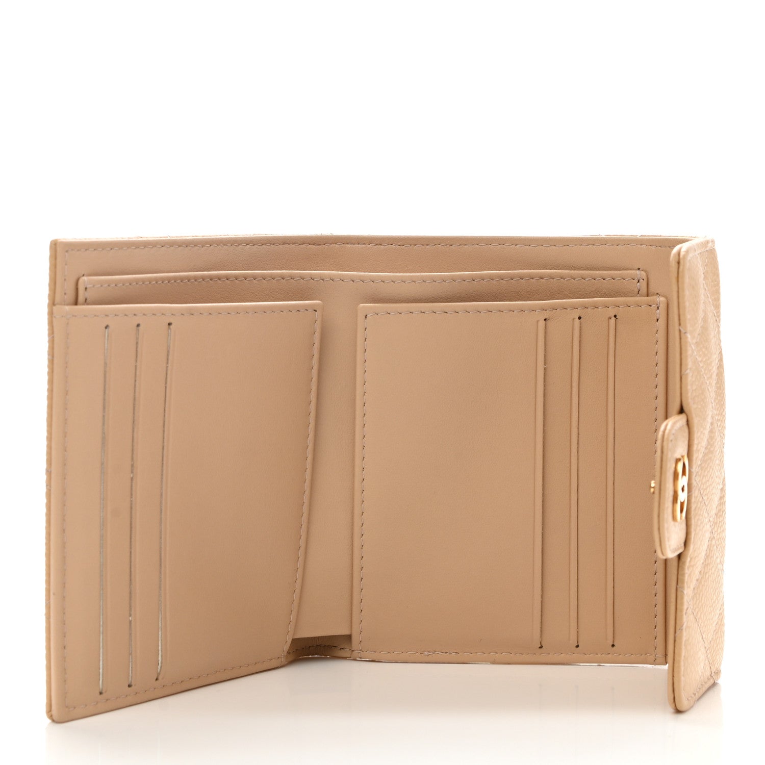 Chanel Caviar Quilted Compact Flap Wallet Beige 5 of 7