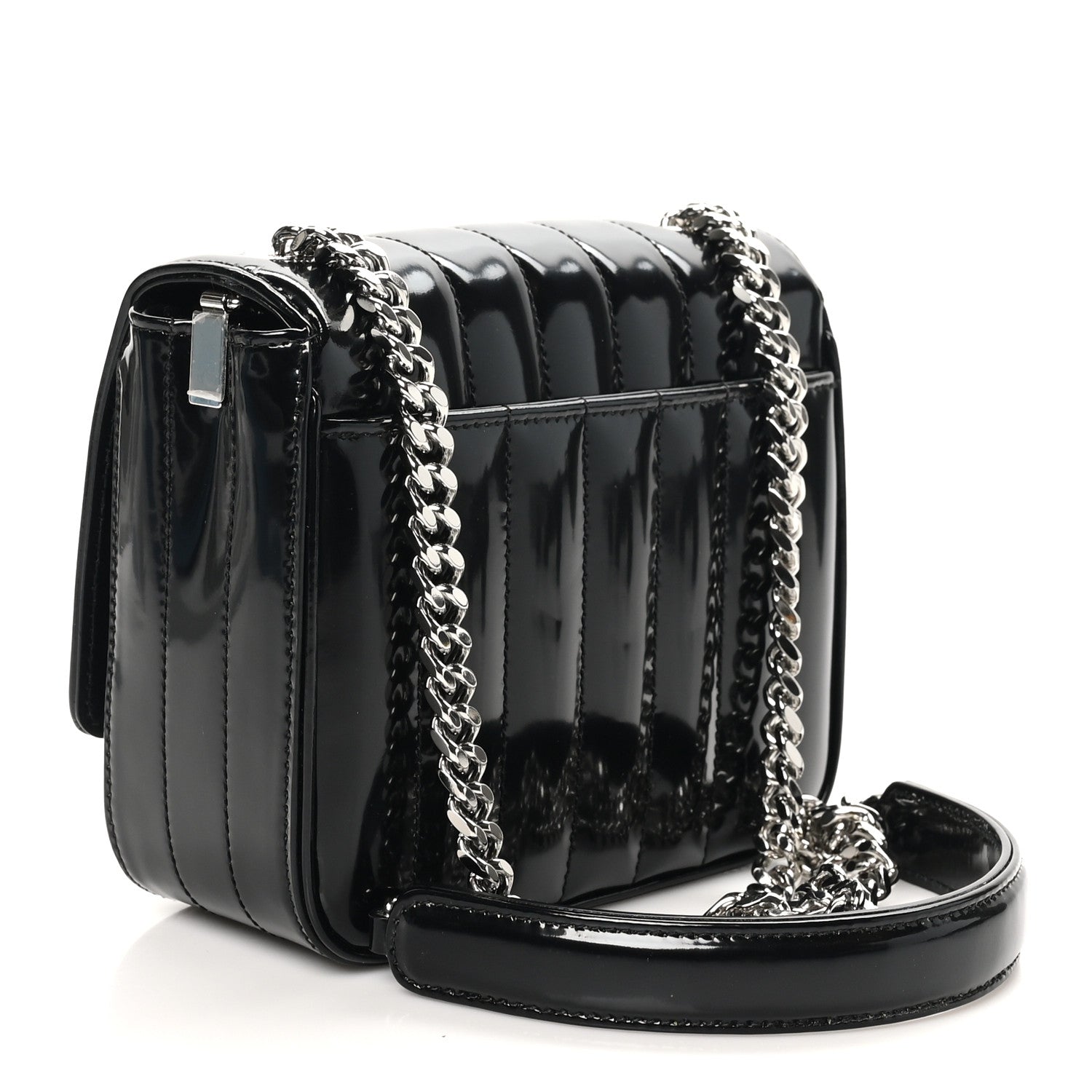 Saint Laurent Patent Calfskin Matelasse Monogram Small Vicky Chain Bag Black 3 of 9