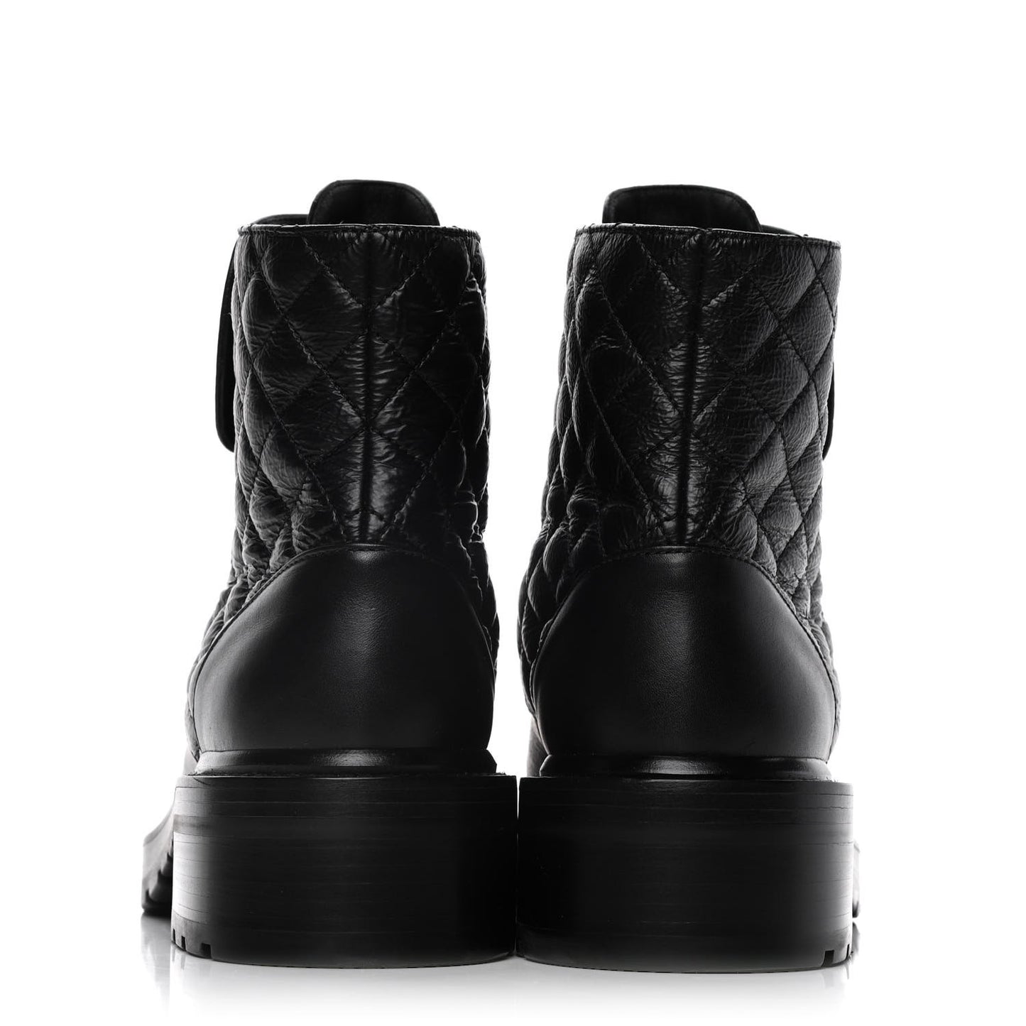 Shiny Goatskin Calfskin Quilted Lace Up Combat Boots 39 Black