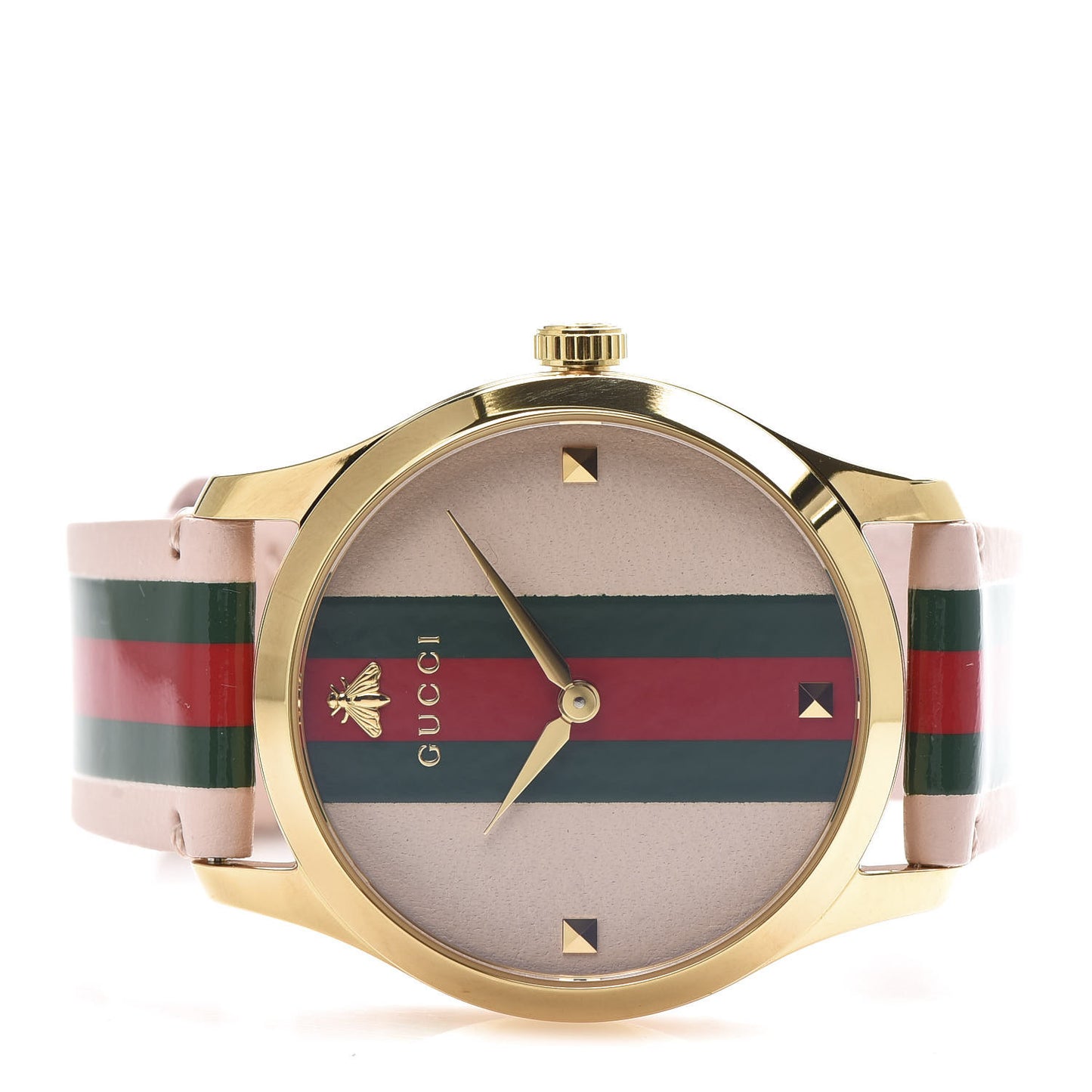 Stainless Steel Calfskin 38mm G-Timeless Stripe Web Quartz Watch Pink