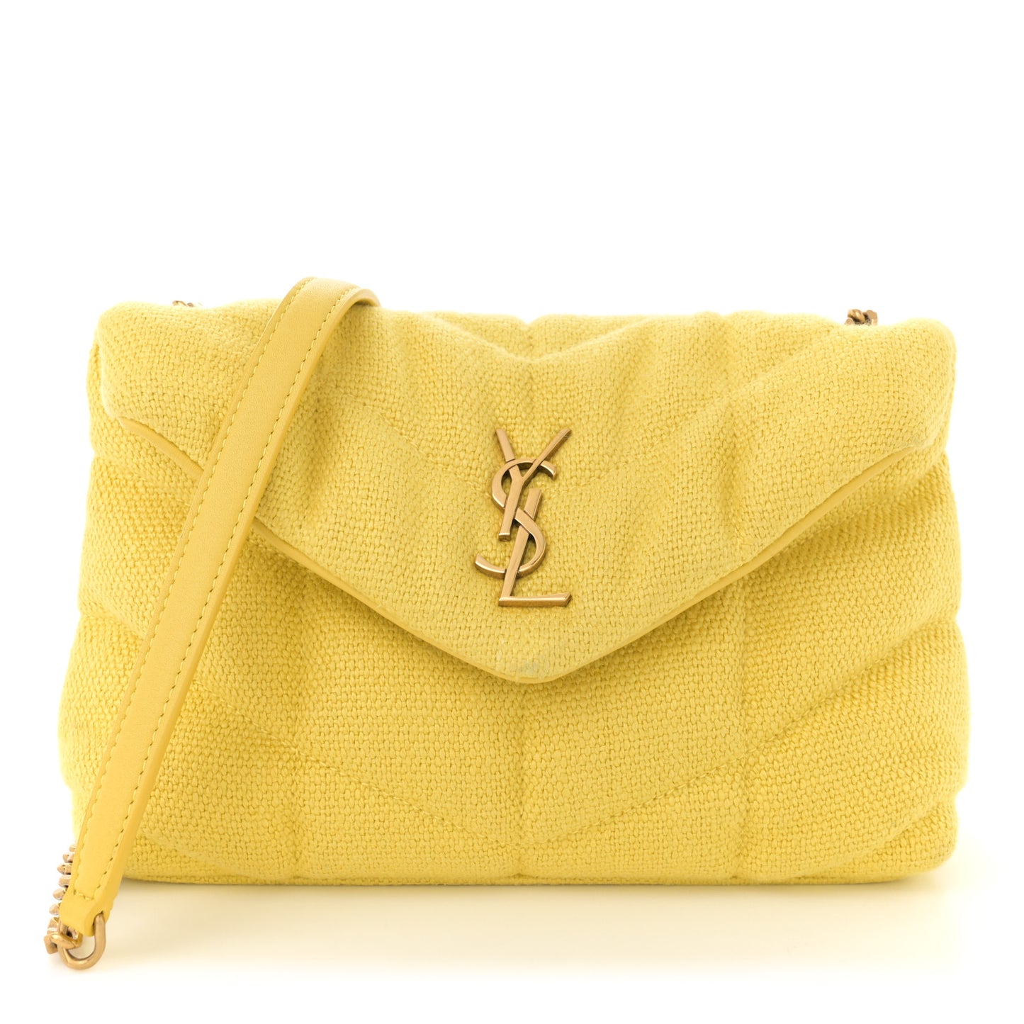 Canvas Quilted Toy Loulou Puffer Monogram Chain Satchel Jaune Citron
