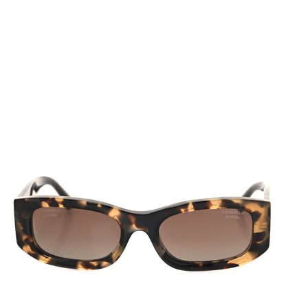 Chanel Acetate Polarized Rectangle Sunglasses 5525 Havana 2 of 8