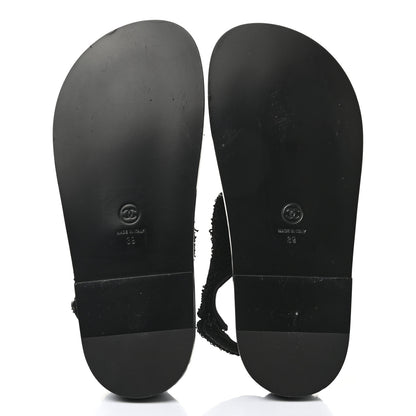 Chanel Tweed Velcro Dad Sandals 39 Black 5 of 8
