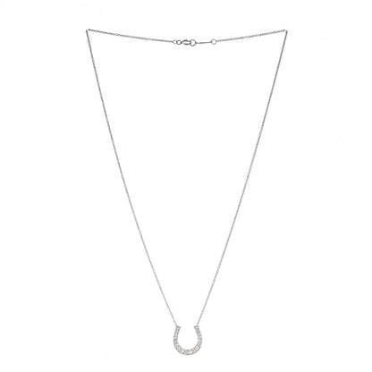 Tiffany Platinum Diamond Horseshoe Pendant Necklace 3 of 6