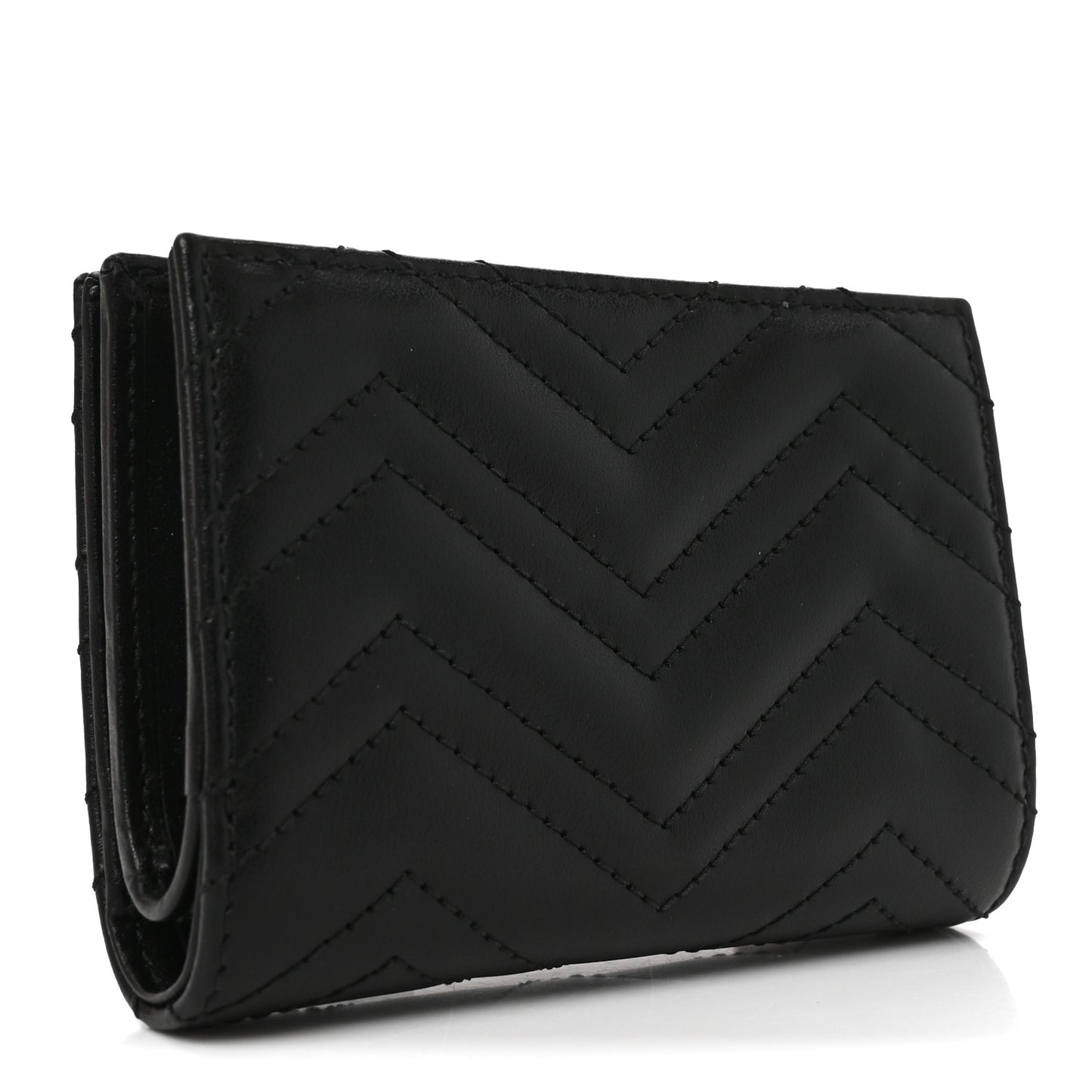 Calfskin Matelasse GG Marmont Card Case Wallet Black