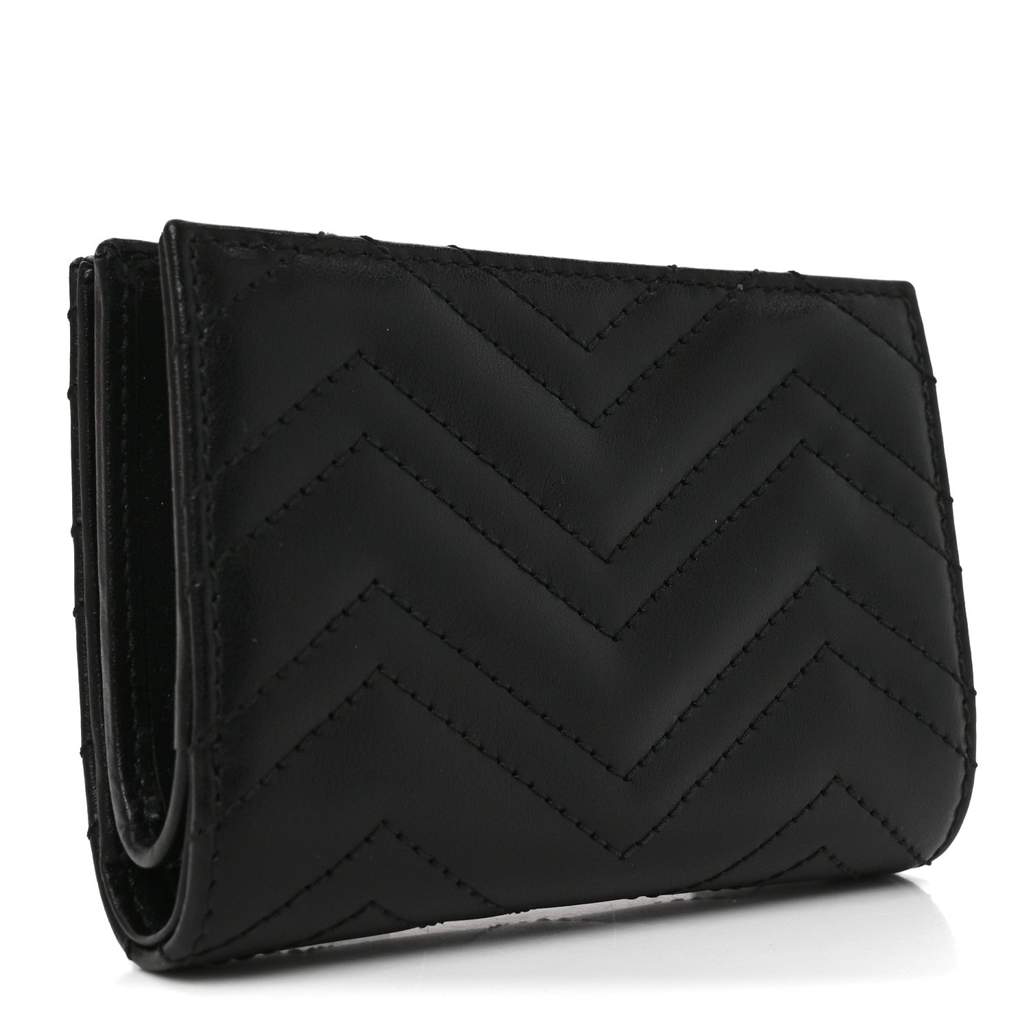 Gucci Calfskin Matelasse GG Marmont Card Case Wallet Black 3 of 8