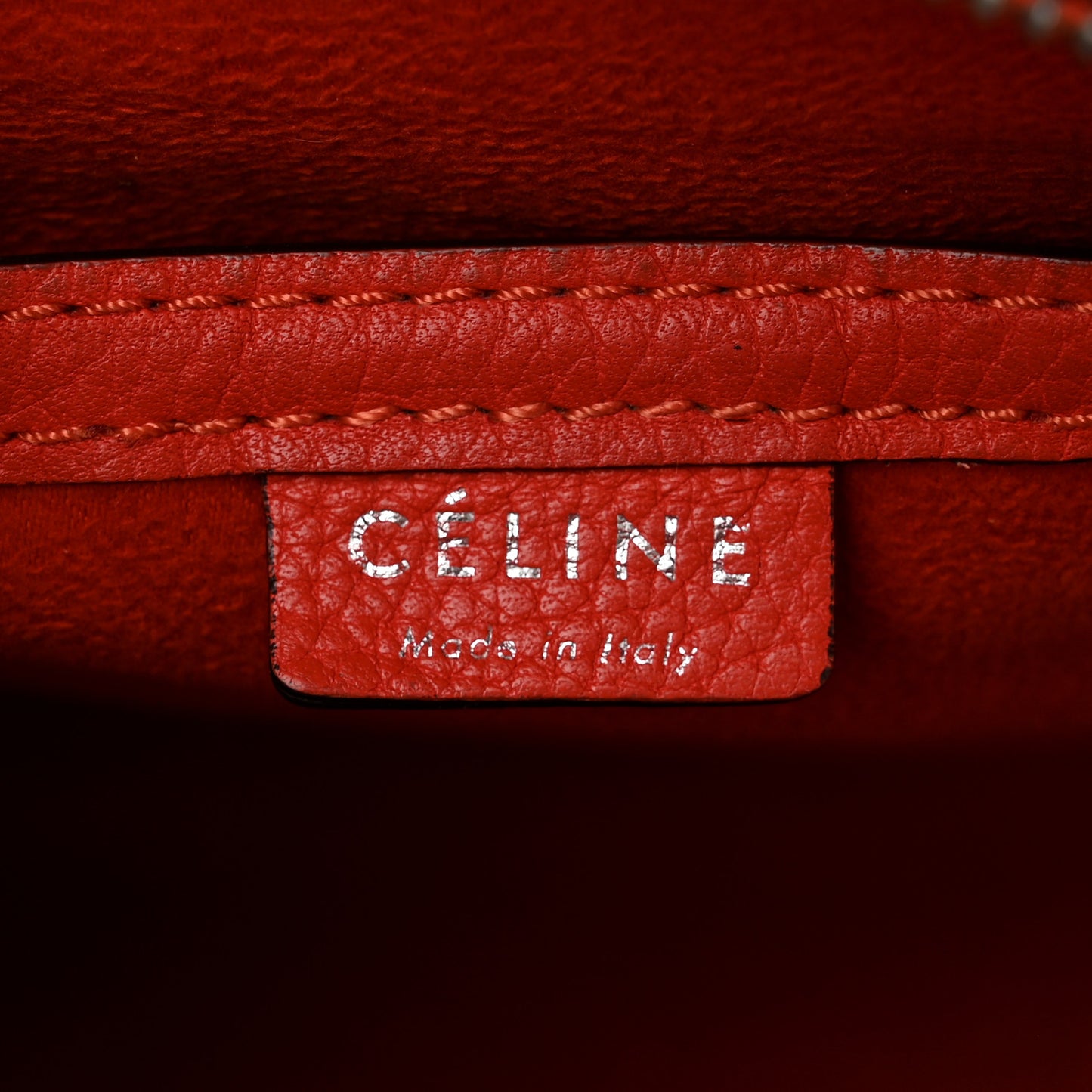 Drummed Calfskin Nano Luggage Vermillion