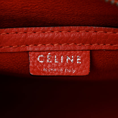 Celine Drummed Calfskin Nano Luggage Vermillion 6 of 11