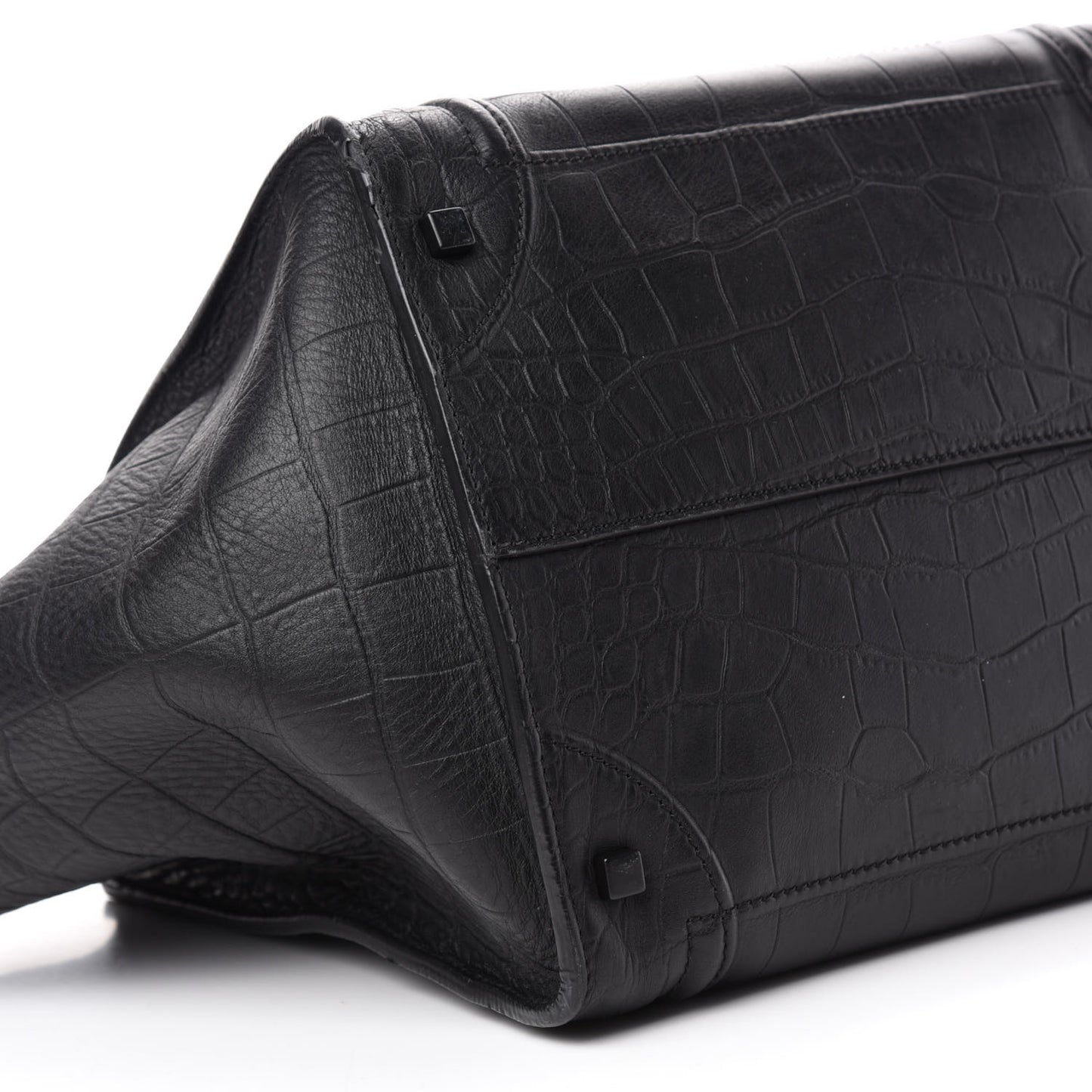 Crocodile Embossed Calfskin Medium Phantom Luggage Black