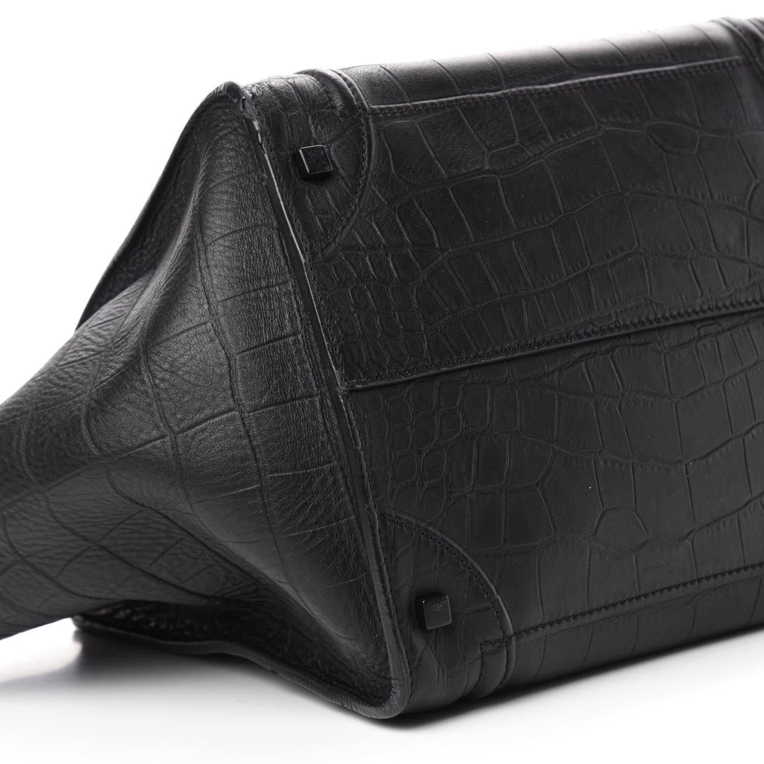 Celine Crocodile Embossed Calfskin Medium Phantom Luggage Black 6 of 11