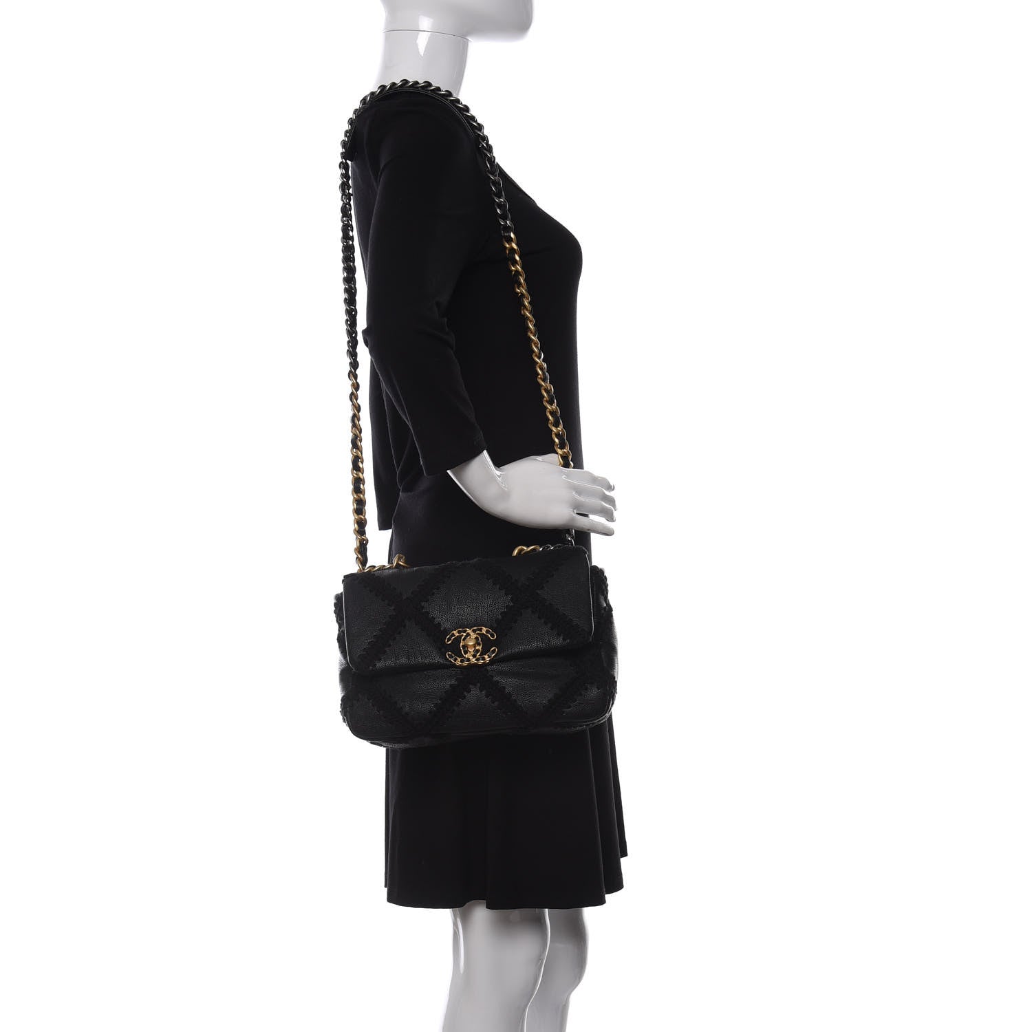 Chanel Calfskin Crochet Medium Chanel 19 Flap Black 2 of 11