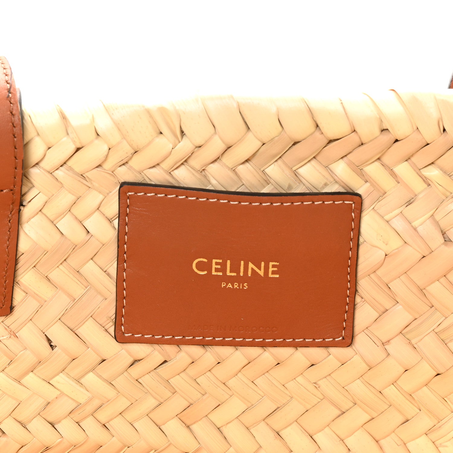 Celine Raffia Calfskin Triomphe Medium Panier Tan 6 of 10