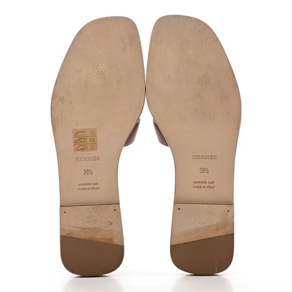 Hermes Box Calfskin Oran Sandals 39.5 Gold 5 of 11