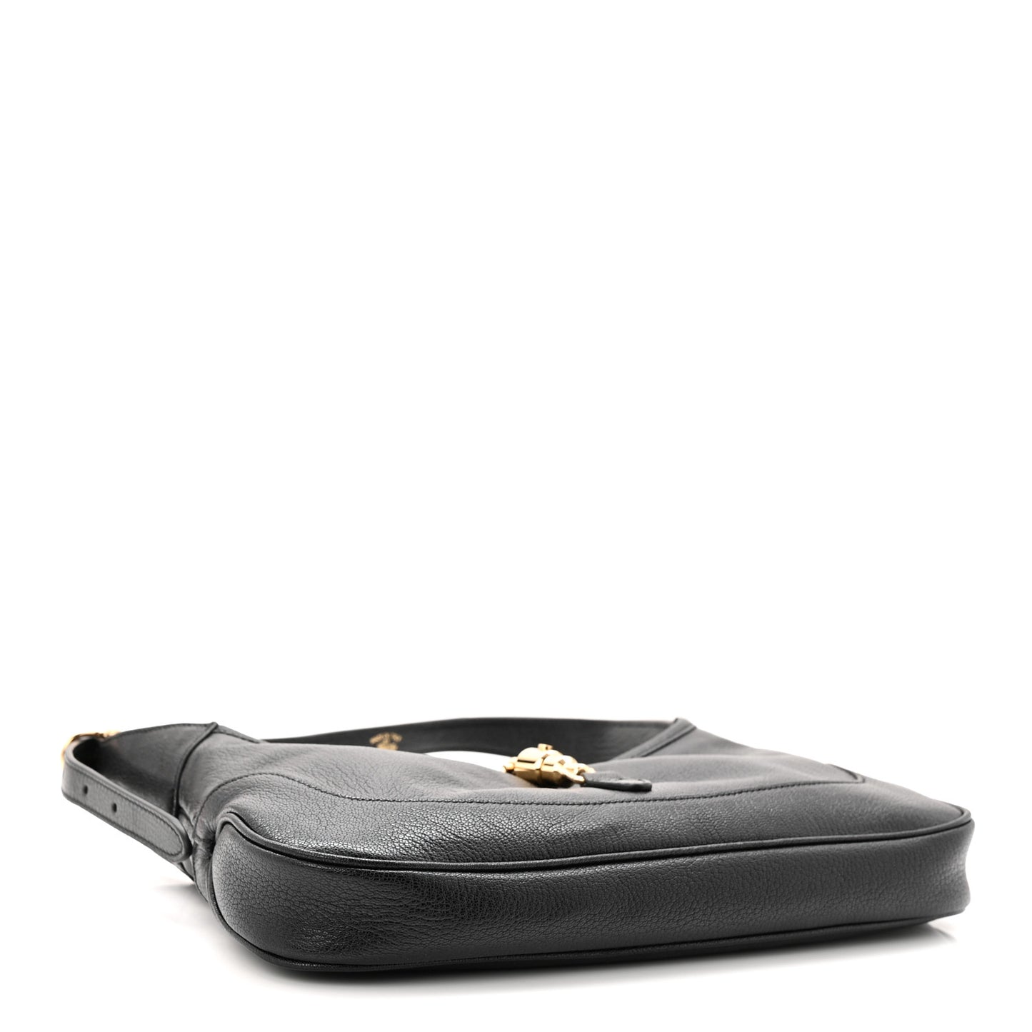 Goatskin Medium Slim Jackie Shoulder Bag Black