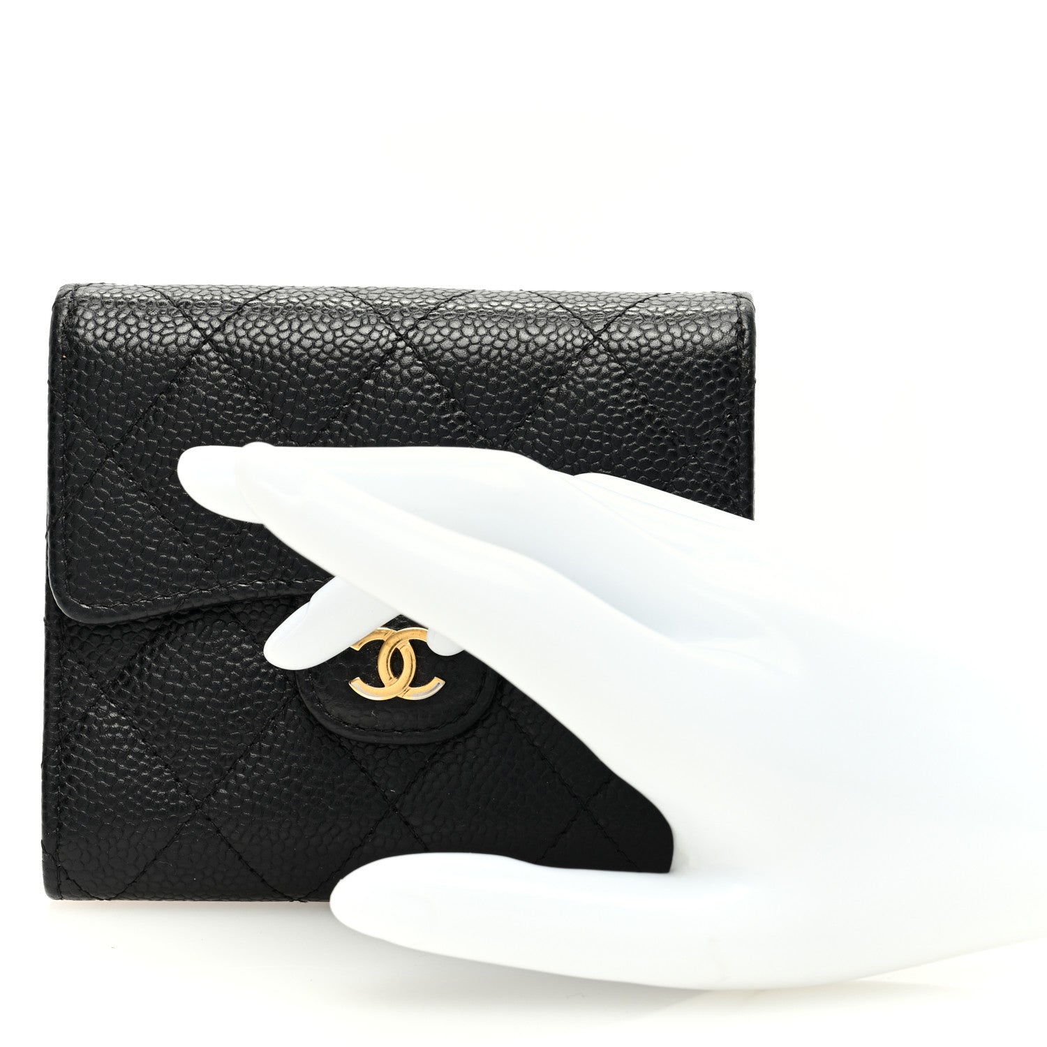 Chanel Caviar Quilted Compact Flap Wallet Black 2 of 8