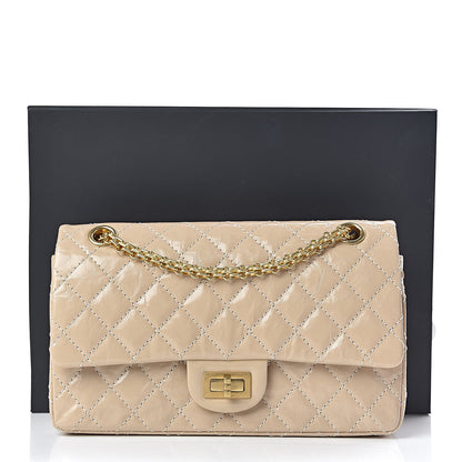 Chanel Patent Distressed Calfskin Quilted 2.55 Reissue 225 Flap Beige 11 of 11