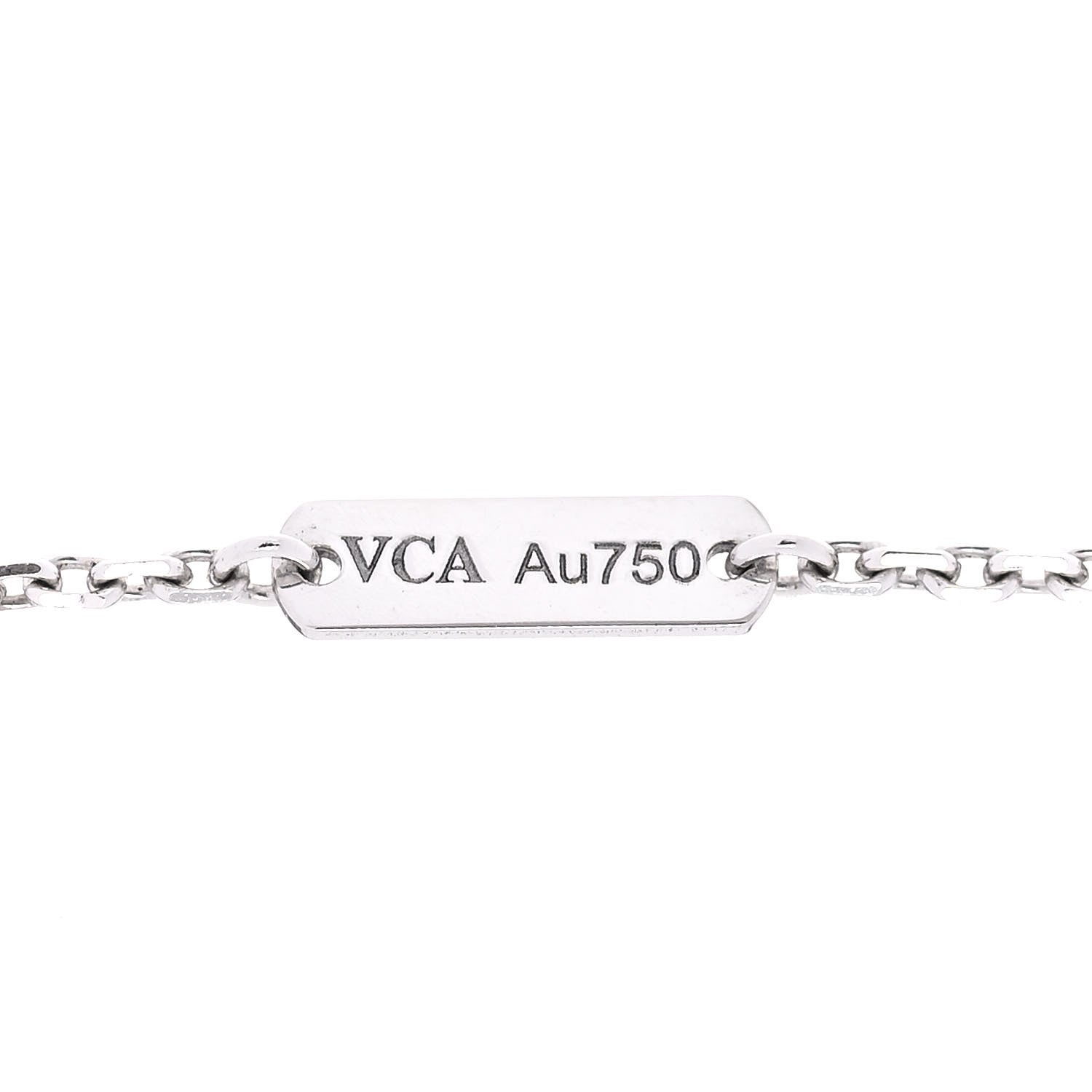Van Cleef & Arpels 18K White Gold Diamond Guilloche Vintage Alhambra Pendant Necklace 5 of 6