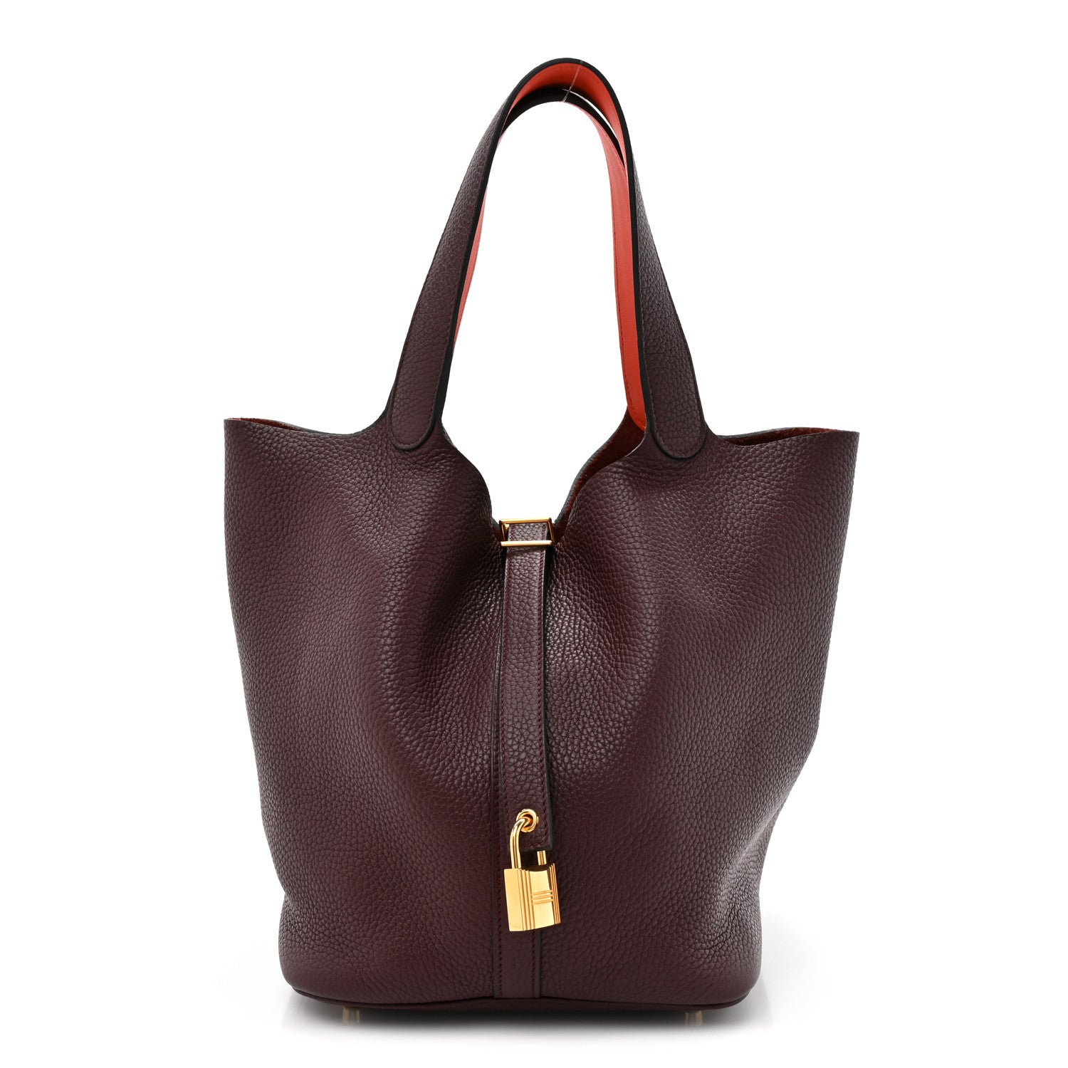 Hermes Taurillon Clemence Swift Eclat Picotin 26 GM Prune Orange Poppy 1 of 10