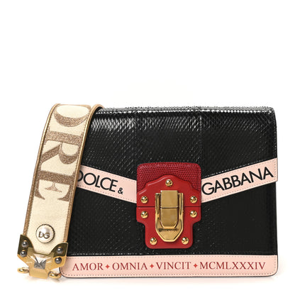Dolce & Gabbana Snakeskin Calfskin Lucia Amore Shoulder Bag Black 1 of 8