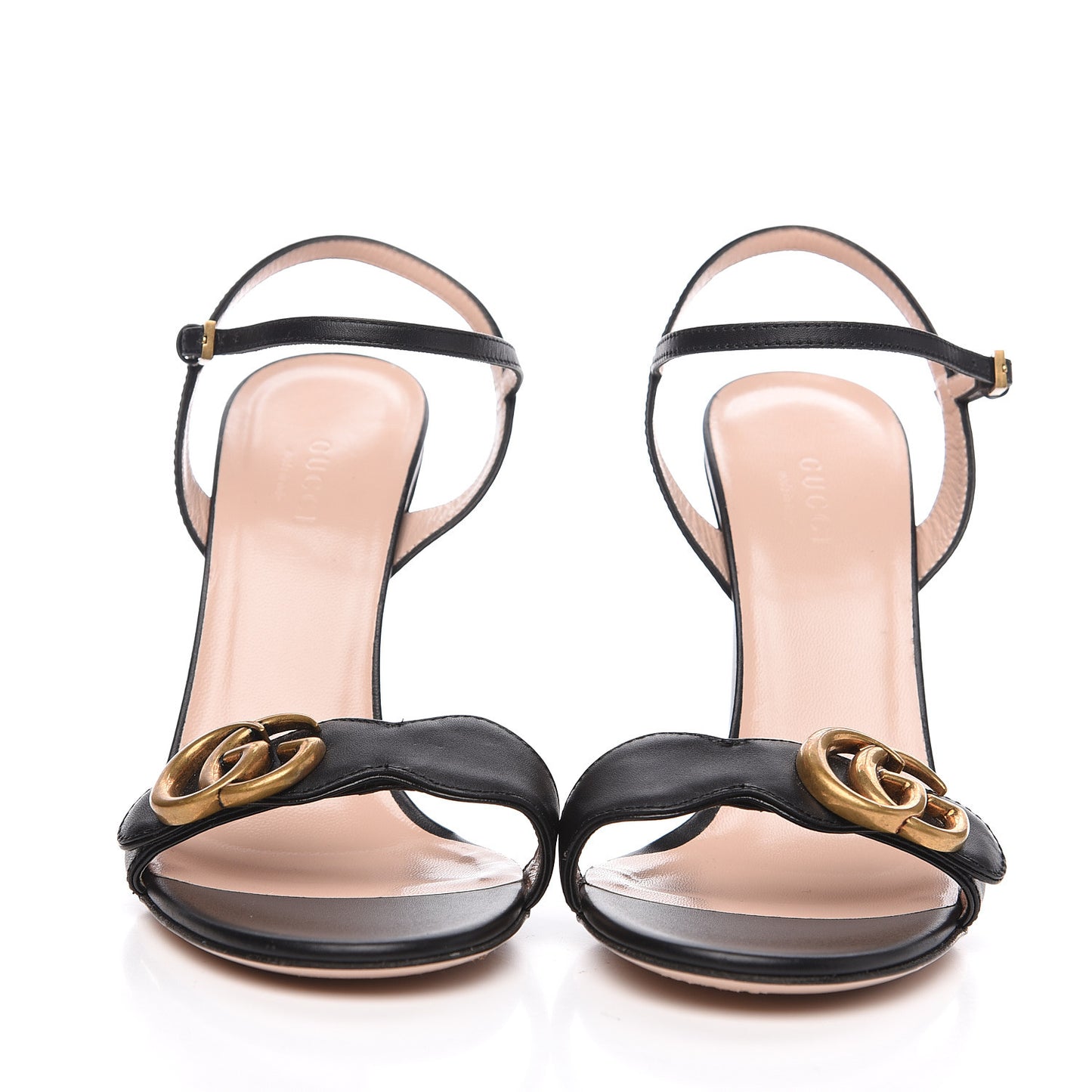 Lifford Calfskin GG Marmont Ankle Wrap 105mm Sandals 36.5 Black