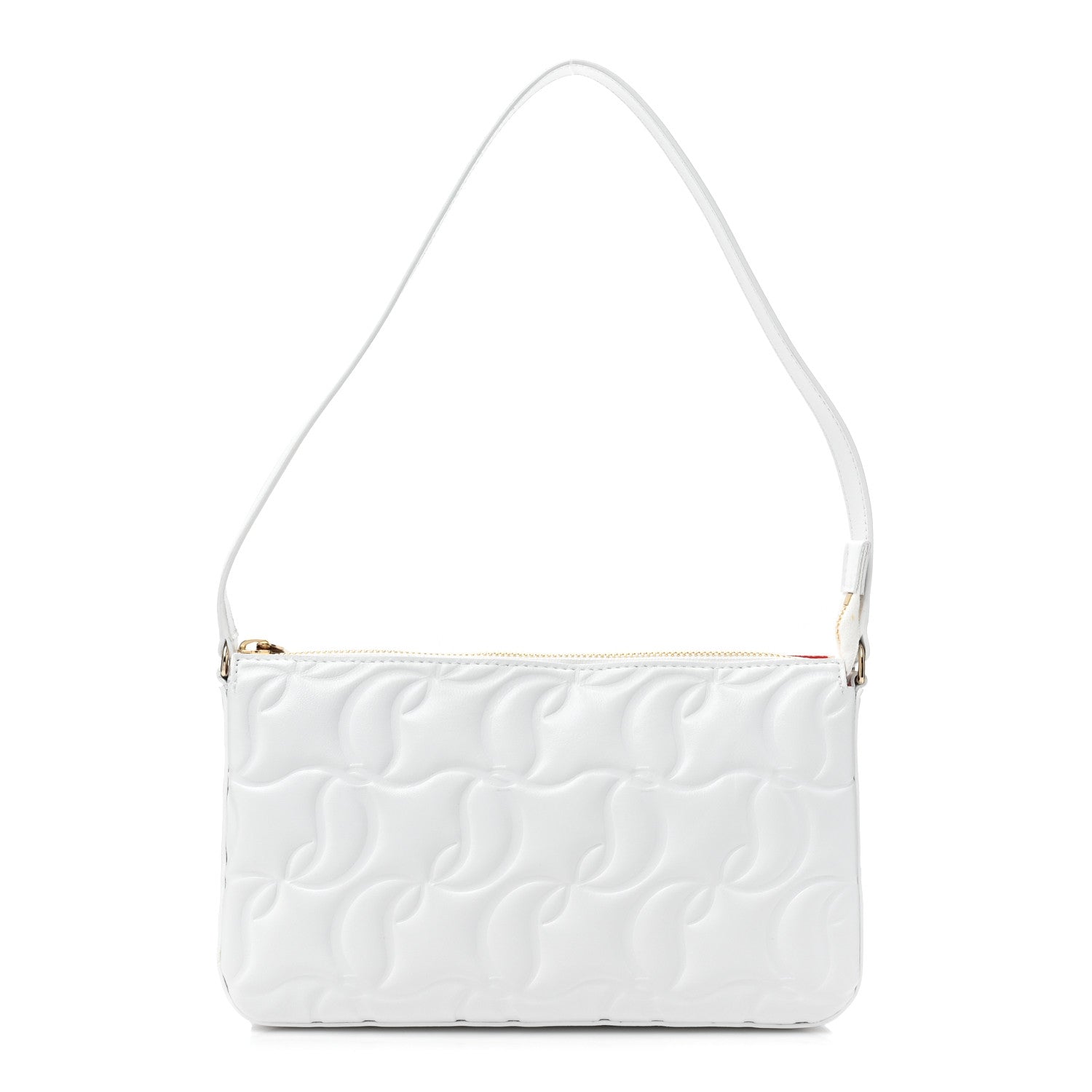Christian Louboutin Lambskin Embossed Loubila Shoulder Bag White 1 of 9