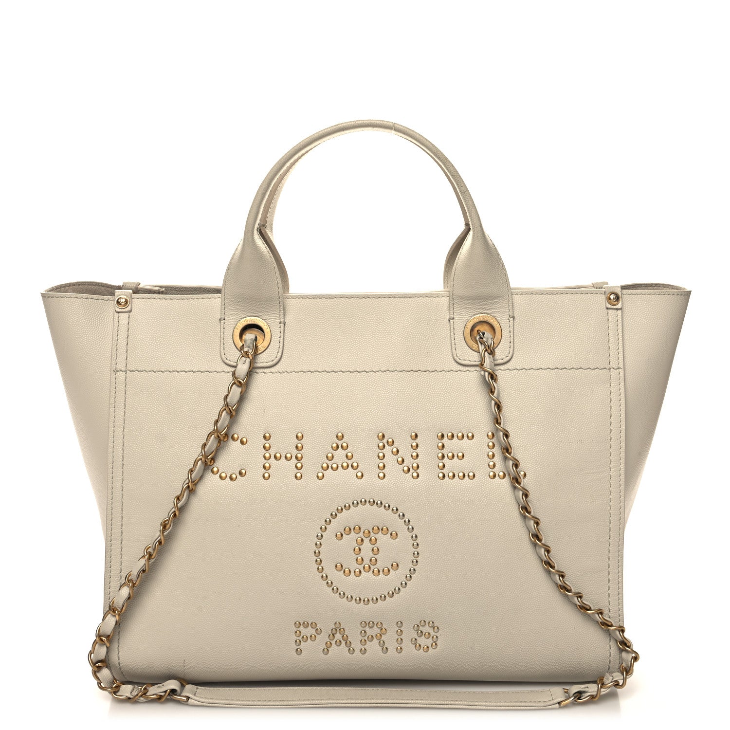 Chanel Caviar Small Studded Deauville Tote Ivory 1 of 16