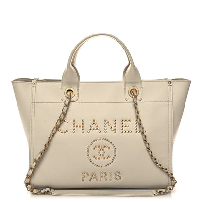Chanel Caviar Small Studded Deauville Tote Ivory 1 of 16