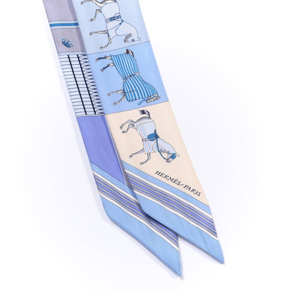 Hermes Silk Couvertures Nouvelles Twilly Ciel Marine Sable 2 of 3