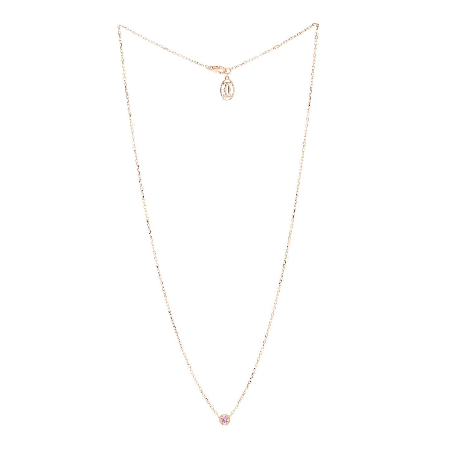 18K Pink Gold Pink Sapphire D'Amour Pendant Necklace