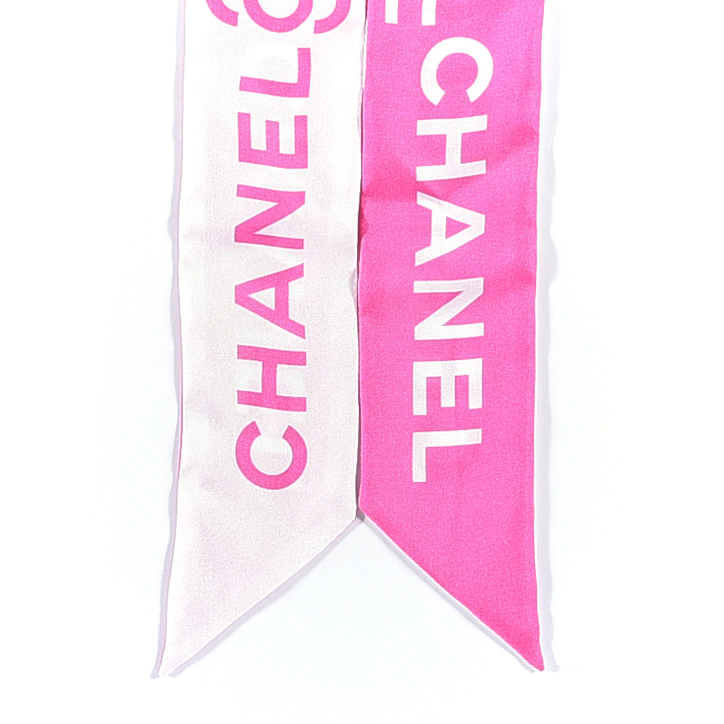 Silk Logo Slim Bandeau Scarf Fuchsia White