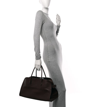 The Row Polished Saddle Calfskin EW Margaux Chestnut Dark Chocolate 2 of 10