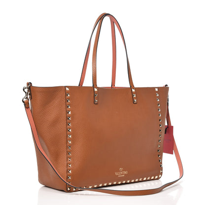 Valentino Garavani Pebbled Calfskin Medium Rockstud Reversible Tote Light Cuir Coral 5 of 11