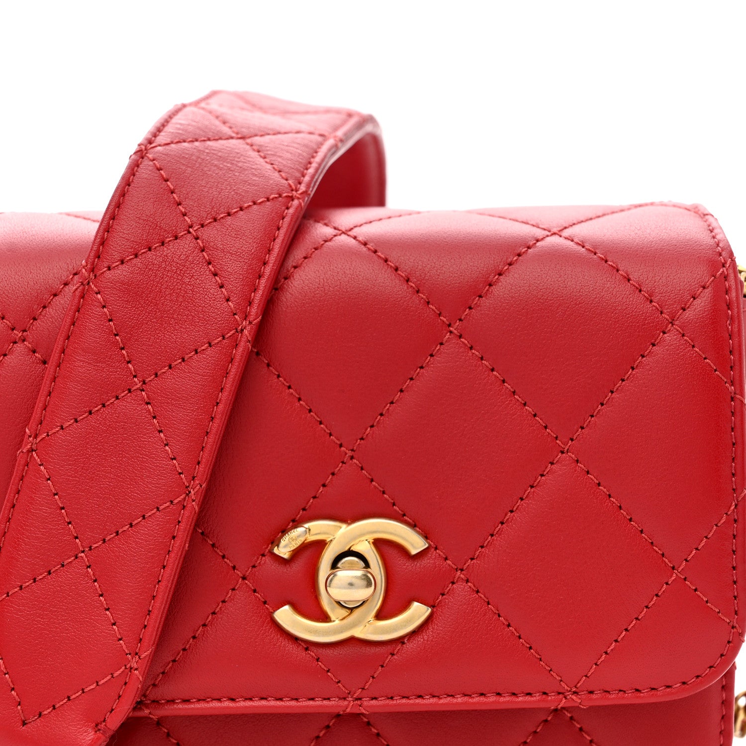Chanel Lambskin Quilted Small Multiple Chain Flap Red 8 of 10