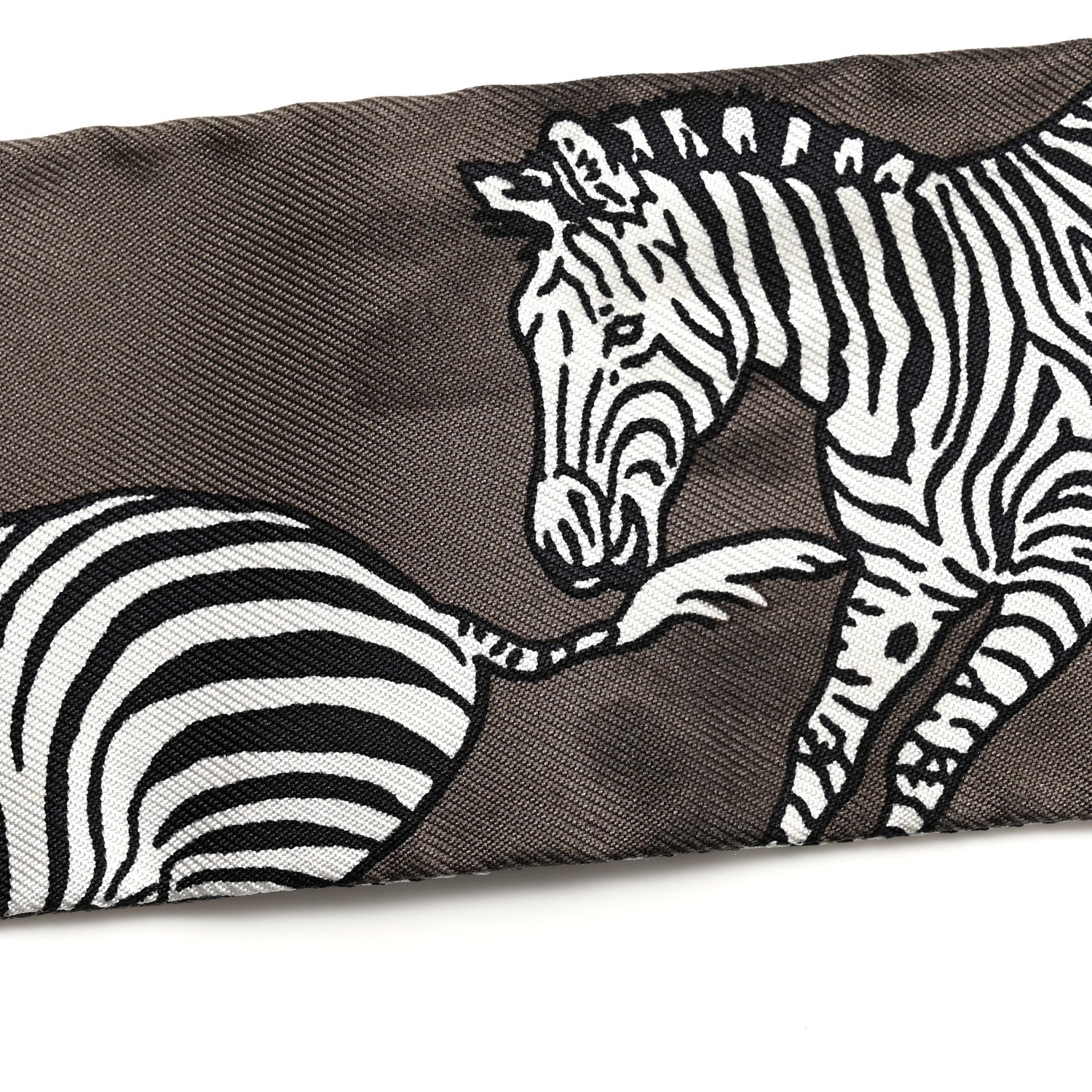 Hermes Silk Les Zebres Twilly Gris Taupe Black White 5 of 6