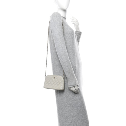 Chanel Caviar Quilted Classic Clutch With Chain Light Grey 2 of 13