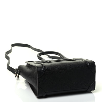 Celine Drummed Calfskin Nano Luggage Black 3 of 4