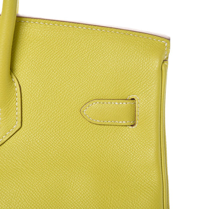 Hermes Epsom Candy Birkin 35 Lime Gris Perle 27 of 33