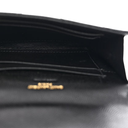 Saint Laurent Grain De Poudre Matelasse Chevron Small Monogram Envelope Wallet Black 5 of 8