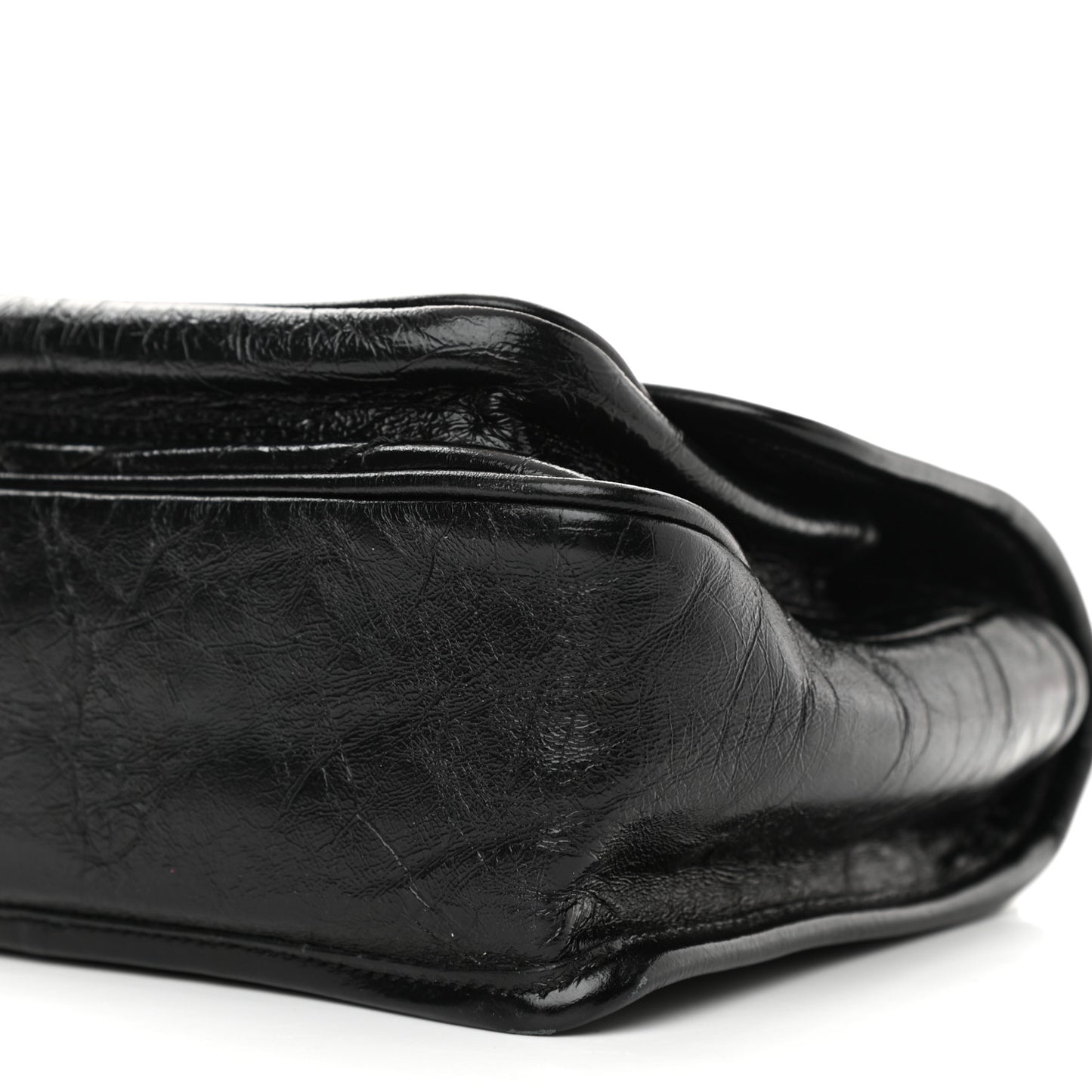 Crinkled Calfskin Matelasse Monogram Baby Niki Chain Satchel Black